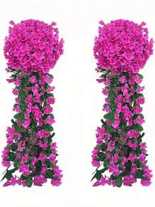 SHEIN 1 束 85 厘米/33.5 英寸人造紫罗兰吊花 - 假丝花瓣皇家紫色仿兰花植物，适用于家庭花园婚礼装饰、室内外吊紫罗兰、波西米亚风美学、派对背景、春夏装饰 - 中紫紅色 - 查看 6