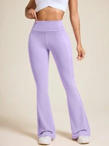 Easithlete Pantalones acampanados de yoga de longitud hasta el suelo, de unicolor, con efecto de elevación del glúteo y alta elasticidad, para deportes al aire libre y entrenamiento