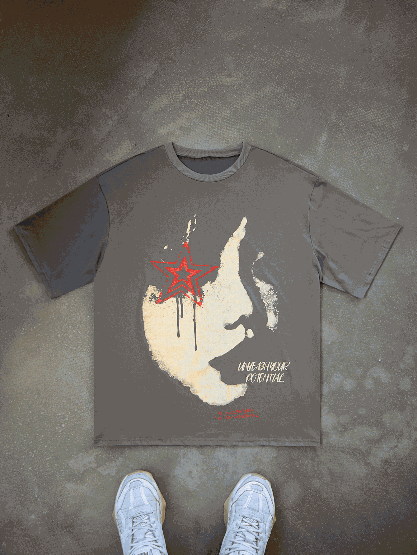 Manfinity EMRG Men's Pentagram & People Graphic Round Neck Short Sleeve Casual T-Shirt And Drawstring Waist Shorts Set - Black and White - View 3