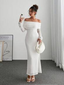 SHEIN Frenchy Robe épaules dénudées de couleur unie pour femmes, simple et tendance, à porter au quotidien