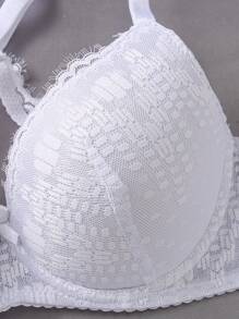 2 peças Conjunto de Lingerie Sutiã com Renda Sexy e Recorte, com Aro para Mulheres