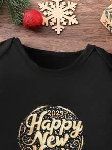 SHEIN Toddler Crew Neck Long Sleeve Printed Letter & Theme Sweatshirt, Family Matching Outfits (4 Pieces Are Sold Separately), Autumn/Winter