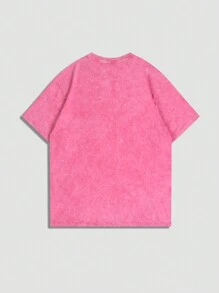 ROMWE MEN Street Life Men's Printer Round Collar Short Sleeve T-Shirt - Pink - View 2