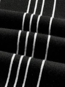 Maija 女士新年时尚百搭撞色条纹无袖套头针织连衣裙情人节、节日 - 黑色 - 查看 8