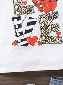 Young Girl Fashion Sleeveless Love & Heart Print Casual Tank Top, Summer