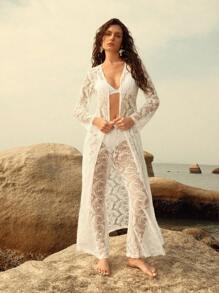 Anewsta Women's Casual Minimalist Fashion Kimono & Cover Up Pants, Suitable For Daily Wear, For Summer Beach Vacation - White - View 5