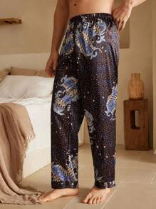 Manfinity ChillVibe Men's Elastic Waist Allover Print Casual Lounge Pants - Multicolor - View 6