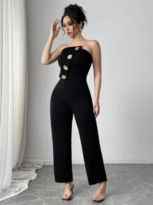 SHEIN Privé Mono de mujer con corpiño de solapa y vuelo, elegante y de moda