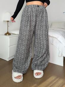 Flirla Plus Size Women's Plaid Loose Casual Pants, Spring/Summer Fall Cloth For Women - Multicolor - View 6