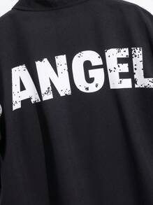 SHEIN Teen Boy Letter Pattern Pocket Shirt & Cargo Shorts Set - Black - View 5