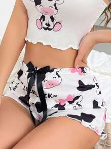 Cute Cow Print Y2K Style Women Pajama Bottom - Multicolor - View 6