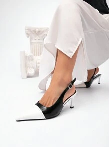 CUCCOO CHICEST Women's Pointed Toe Sexy Fashion High Heel Pumps, 2025 New Stylish Shoes For Dates & Parties - Black and White - View 6