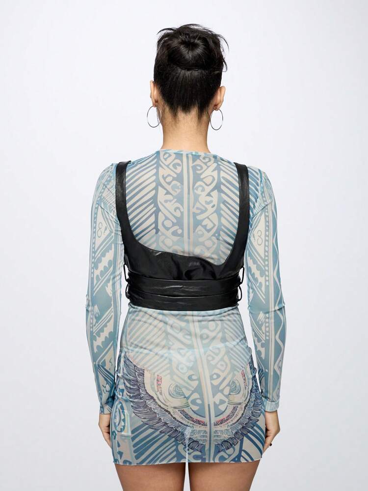 SUMWON WOMEN Music Festival PU Buckle Detail Under Bust Corset
