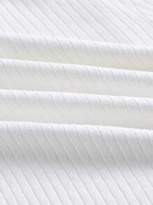 SHEIN EZwear Spring Dress Ribbed Mock Neck Lettuce-Edge Top