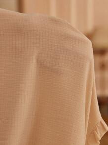 PalaceNights Plus Size Embroidered Patchwork Button Front Ruffle Collar Long Sleeve Top & Pants Sleepwear Set, Fall Winter Clothes - Apricot - View 7