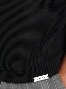 SUMWON Boxy Fit Textured Elbow Sleeve Essential Tee - Black - View 5