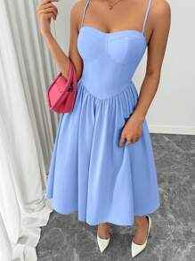 Rafferiza 秋冬季时尚百搭约会夜派对吊带荷叶边下摆连衣裙