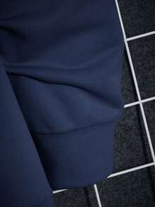 Manfinity Sudadera con capucha informal con cordón y estampado de letras de manga larga para hombre, otoño/invierno