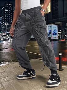 Manfinity VCAY Men's Street Style Loose Woven Straight Leg Casual Pants