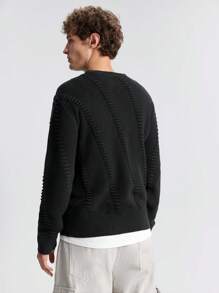 Ontre Men's Spring Solid Color Round Neck Long Sleeve Simple Pullover Sweater, Casual For Daily Wear, Valentine's Day, Holidays, New Year Party, Vacation, Commute