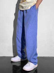 SHEIN Tween Boys' Casual Simple Front Buttons Long Pants, Versatile For Everyday Wear