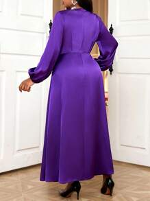 Fleurora Autumn And Winter Elegant Party Commuting Wedding Cocktail Party Office Concert/Music Festival Purple Woven Satin V Neck Flared Puff Sleeve Tape Long Long Sleeve Plus Size Dresses Winter Women Clothes Long Sleeve Winter Outfits Long Sleeve Dress New Year Eve Dress Winter Purple Long Sleeve Purple Dress Holiday Dress Winter Dress Holiday Haute Classy Outfits Fall Women Outfits Elegant Dress Wedding Fall Clothes Curve Christmas Women Clothes Christmas Outfits Christmas Women Dress Christmas Party Dress Christmas Dress Christmas Clothes Thanksgiving Dress New Years Women Outfit Christmas Party Dress Women Holiday Outfits Christmas Party Outfit