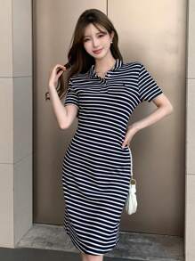 DAZY New Casual Striped Long Dress For Women, Summer Sundress