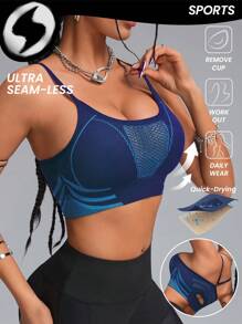 Innovista Reggiseno sportivo donna blu senza cuciture, ad alta elasticità e traspirante, top tank da donna per allenamento, reggiseno sportivo ad alto supporto elastico, top corto donna, casual quotidiano e fitness, yoga, uscite, festival, reggiseno push up, outfit autunno inverno donna