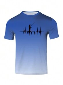 Manfinity Sport Corelite Herren Lässig Mensch & Elektrokardiogramm Farbverlauf bedrucktes Kurzarm Sport T-Shirt