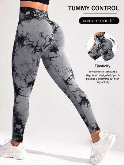 Core Rhythm Women's Tie-Dye High Waisted Casual Fitness Leggings Yoga Pants