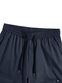 Manfinity Roghcode Men's Zipper Design Flare Leg Casual Pants - Navy Blue - View 7