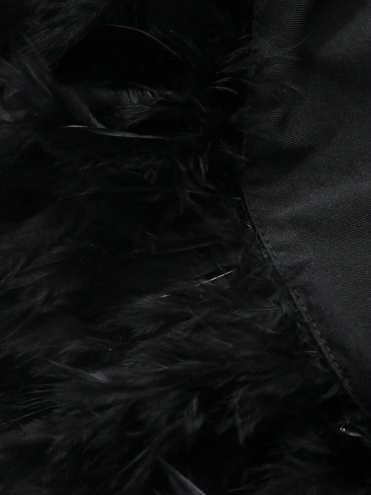 Summer New Elegant Faux Fur Paneled Women T-Shirt