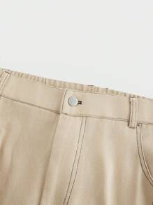 Manfinity VCAY Plus Size Men's Street Style Woven Loose Pocket Contrast Stitching Cargo Pants
