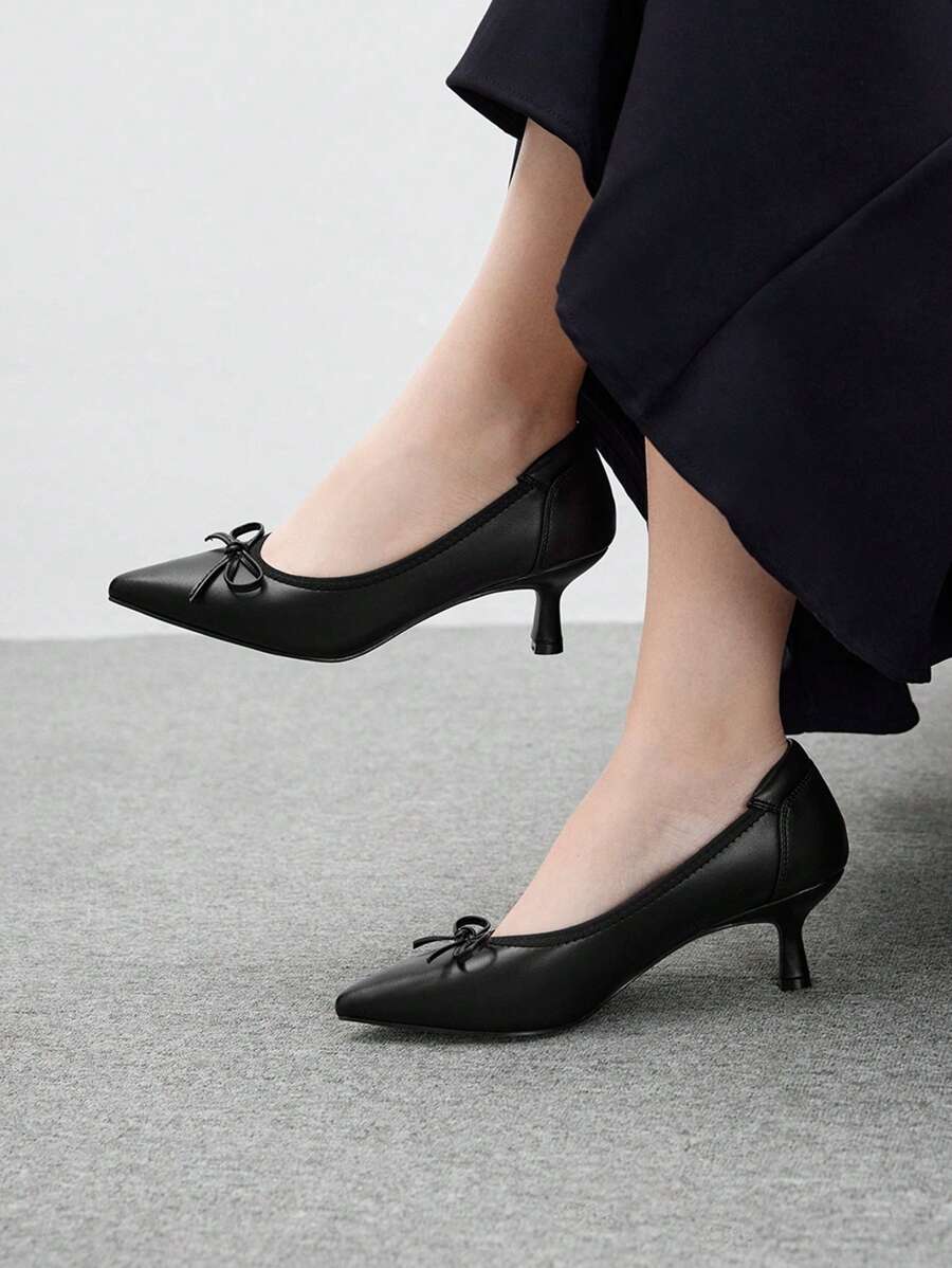 CUCCOO BIZCHIC Giày cao gót mũi nhọn màu đen thanh lịch thoải mái, phù hợp để đi làm đi chơi - màu đen - Xem 1