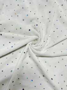 SHEIN Unity 性感修身半透视超长袖高开叉连衣裙 - 白色 - 查看 8