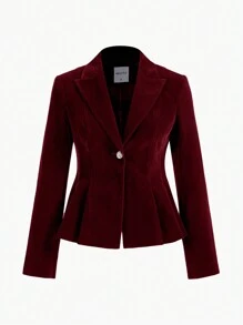 MOTF PREMIUM VELVET SINGLE BUTTON PEPLUM BLAZER