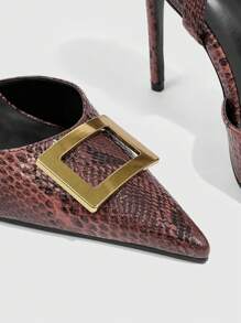 CUCCOO SZL 女式豹纹小马毛尖头高跟单带浅口鞋