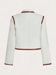 Maija 女士秋季修身翻领单排扣短夹克，节日 - 杏色 - 查看 9