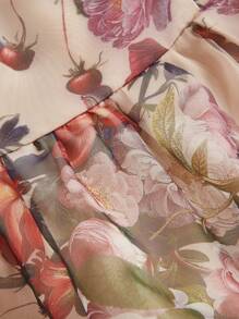 SHEIN MOD Plus Size Retro Floral Print Tiered Maxi Dress,Beach Dress Sundress,Holiday Outfits Boho - Apricot - View 4