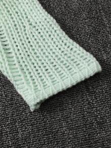 Manfinity EZcore Men's Solid Color Crew Neck Long Sleeve Ripped Minimalist Casual Sweater - Mint Green - View 6