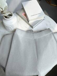 Chiquease 2pcs/Set Fashionable Autumn/Winter Round Neck Loose Casual Knit Pullover Sweater & Wide-Leg Pants Set - Grey - View 5