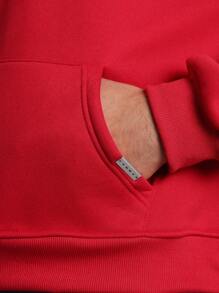 SUMWON Never Look Back Heavyweight Premium Pullover Hoodie Casual Streetwear Sweatshirt With Kangaroo Pocket Autumn Winter Essential - Red - View 6