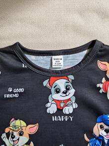 Unisex Baby 3-częściowy zestaw: uroczy t-shirt z krótkim rękawem i nadrukiem szczeniaka, spodenki i kapelusz typu bucket, wygodny i uniwersalny dla dziecka na każdą letnią okazję