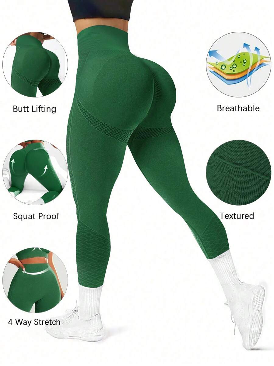 Gameset SHEIN Sport Women Solid Color High Waist Simple Slim Fit Casual Sports Leggings