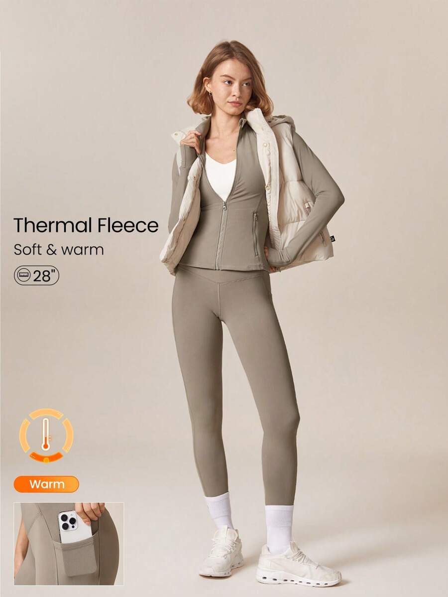 GLOWMODE 26 英寸羊毛 Rest & Refresh 高腰健身紧身裤，带侧袋，秋冬款