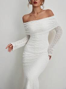 SHEIN Frenchy Robe épaules dénudées de couleur unie pour femmes, simple et tendance, à porter au quotidien