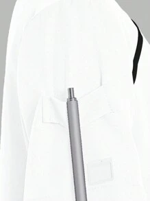 TaskEZ 女士拼色短袖上衣、手术服上衣、女士 V 领多口袋工作服外套上衣、女士健康检查手术服、宠物美容、牙科按摩师服装、工作室时尚女士工作服、营养师工作服、实验室工作服、女士上衣、多口袋功能性工作服、衣领上有纽扣方便穿脱的上衣、圣诞节、新年和情人节功能性女装、冬春女装 - 白色 - 查看 6