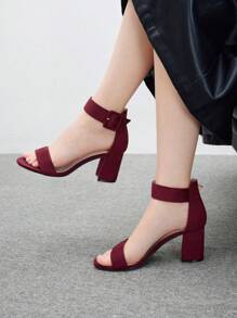 CUCCOO BIZCHIC Giày cao gót đế xuồng quai mắt cá chân bằng da lộn màu đỏ tía thời trang, thoải mái khi đi làm, hẹn hò, tiệc tùng, lễ hội, mua sắm ngày lễ Giày mùa xuân cho kỳ nghỉ lễ Phục sinh - Màu Đỏ Sâu - Xem 4