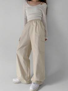 DAZY 2 piezas Conjunto de top camisola de mujer de unicolor con escote en V, blanco, primavera/verano