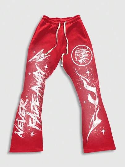 Street Life Pantaloni della tuta casual da uomo con stampa a contrasto di colore e vita con coulisse, adatti per rave